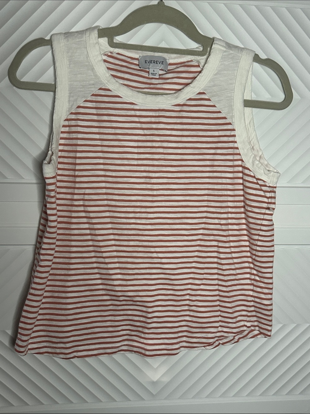Evereve Striped Sleeveless Tank in Cream and Rust